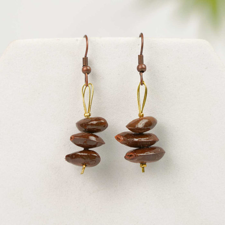 Handmade Brown Sitaphal Seed Earrings