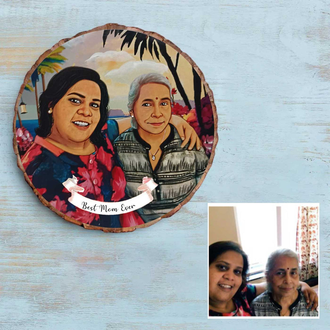 Photo Caricature Bark Nameplate with Stand
