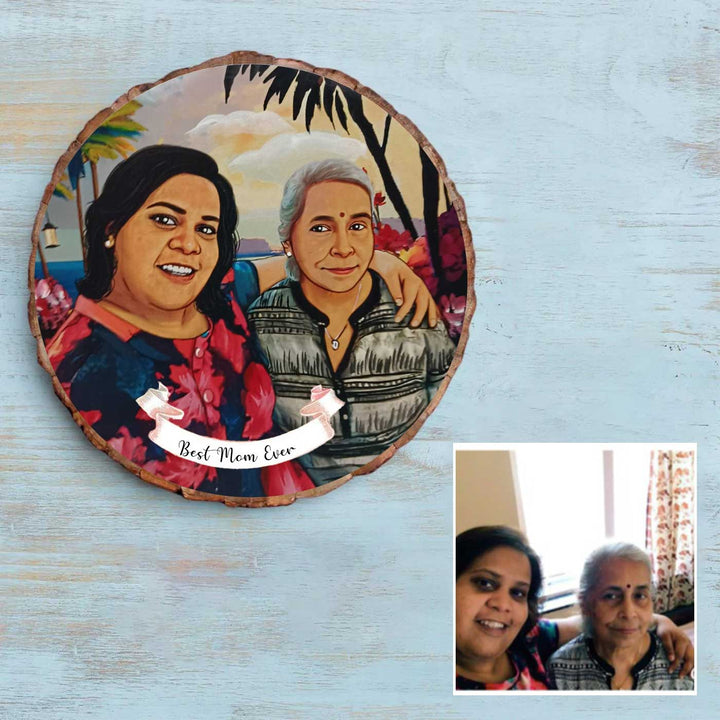 Photo Caricature Bark Nameplate with Stand