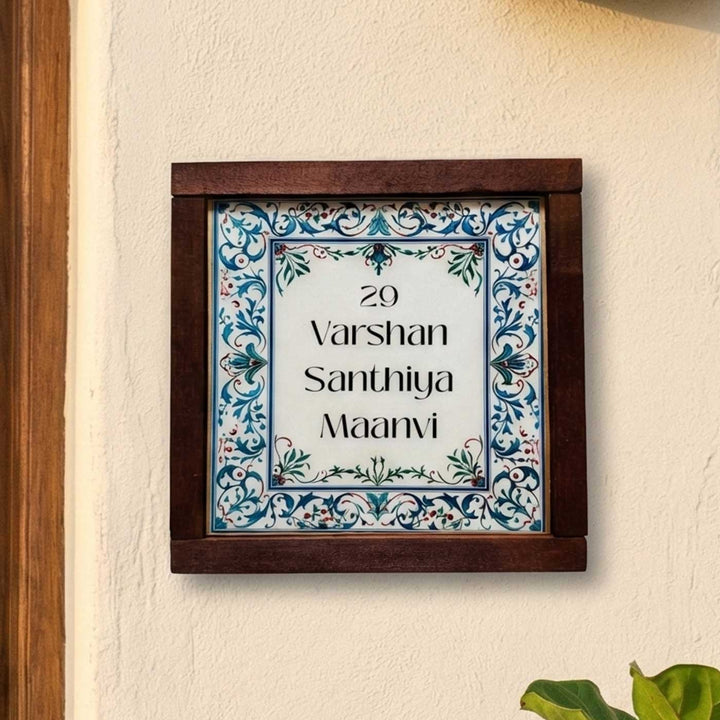 Personalized Blue & White Vintage Resin Name Plate