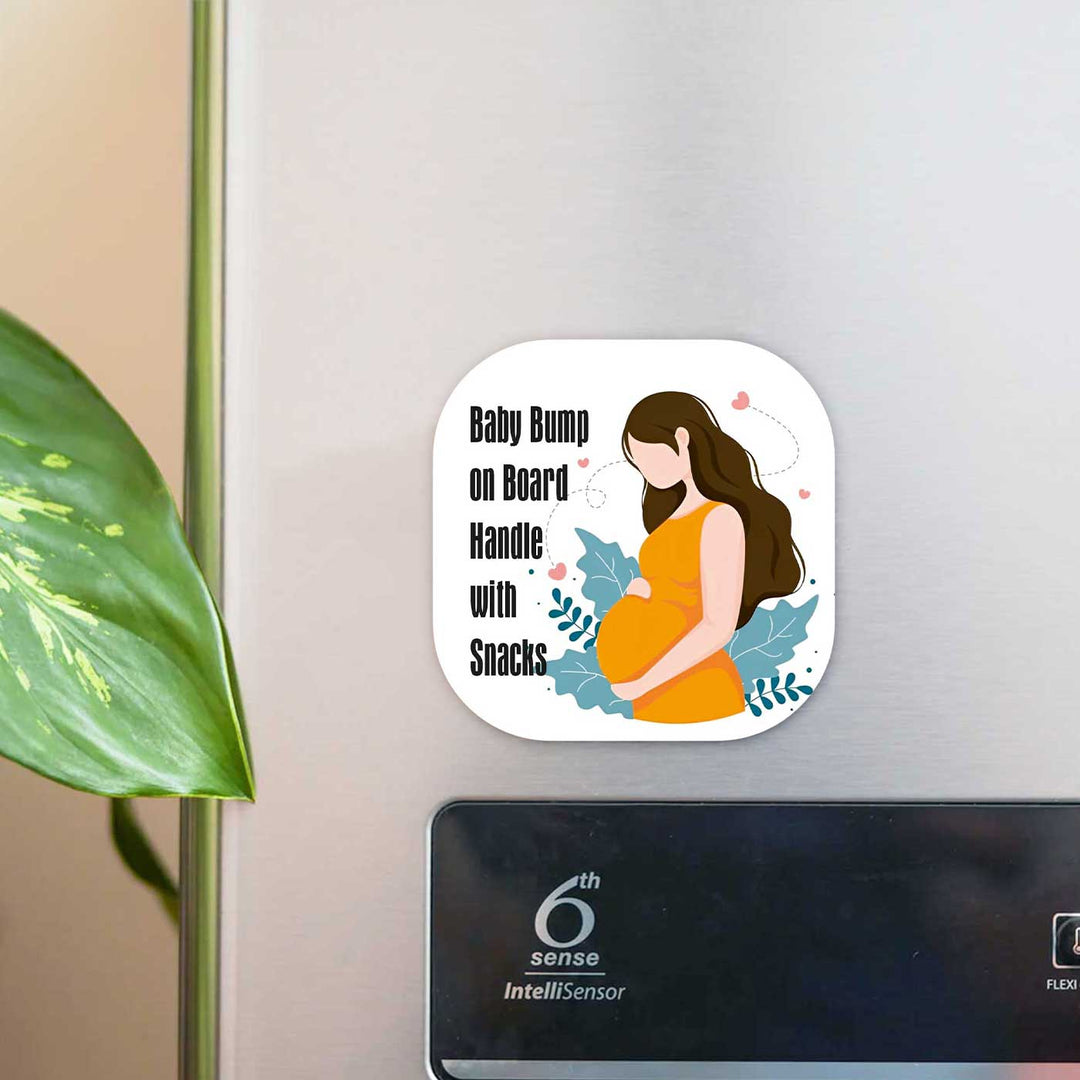 Hand-Painted Baby Bump Theme MDF Wood Fridge Magnet For Mom To Be