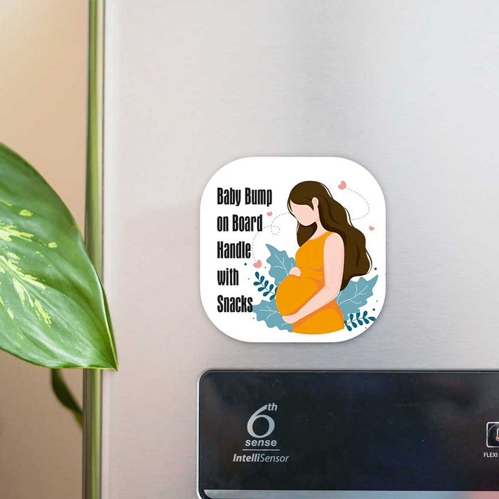 Hand-Painted Baby Bump Theme MDF Wood Fridge Magnet For Mom To Be