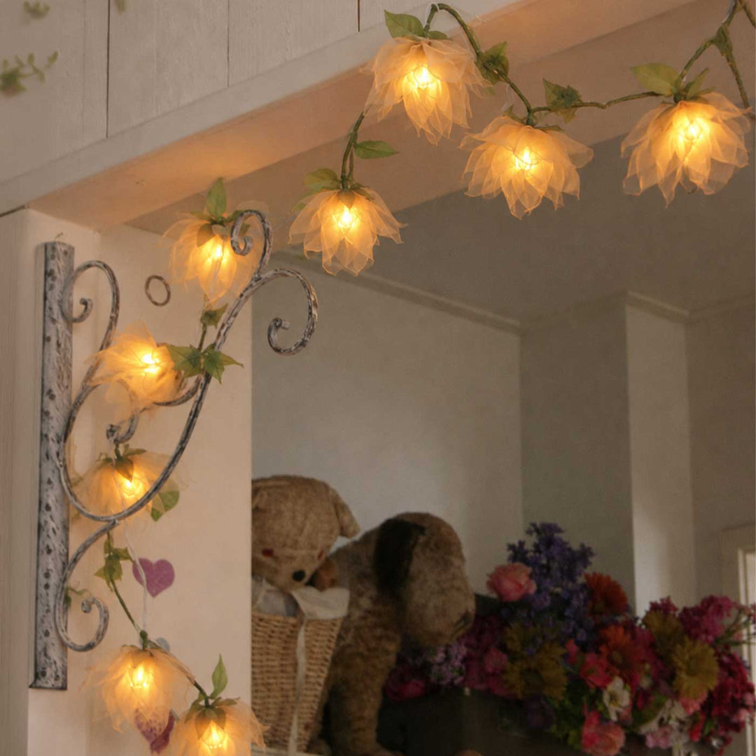 4.5m, 15 Bulbs | Handcrafted Tissue Flower LED Fairy Lights