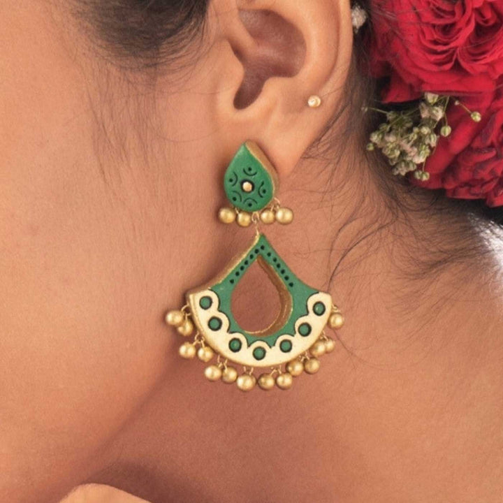 Handmade Diya Theme Elegant Terracotta Earrings