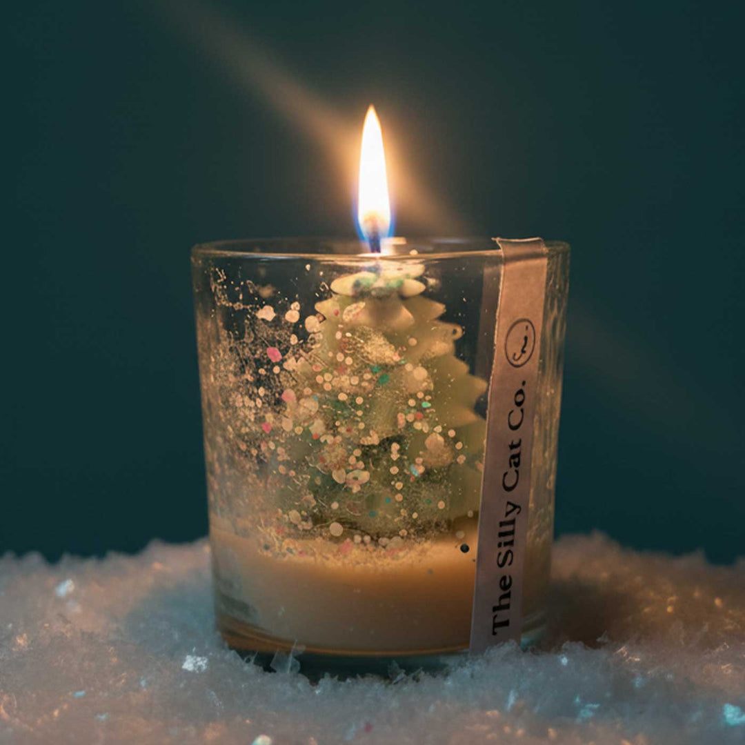 Handmade Xmas Tree Wax Candle With Jar For Christmas Decoration