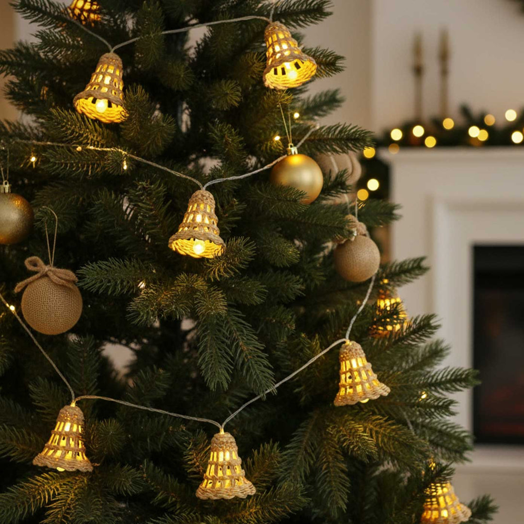 3m, 13 Bulbs | Handmade Banana Bark Bell Fairy Lights