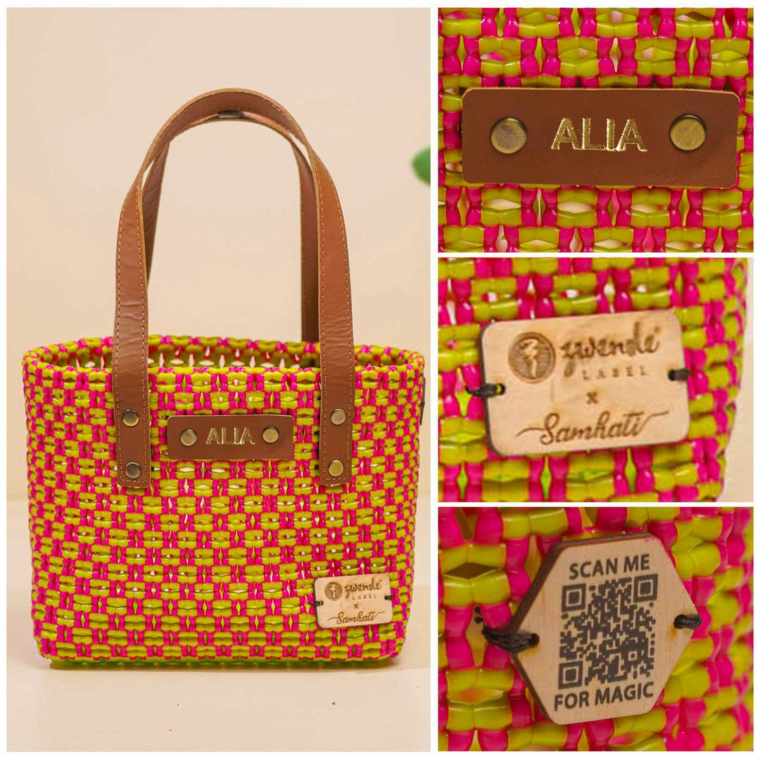 Pink And Yellow Handmade Small Koodai Bag