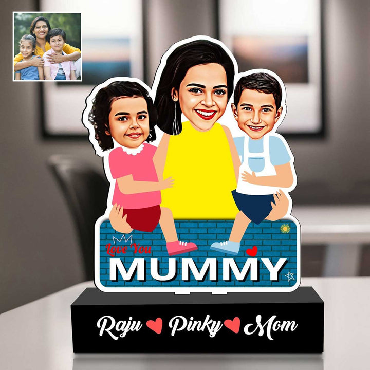 Photo Personalized Mother’S Embrace MDF Wood Caricature Cutout For Mothers
