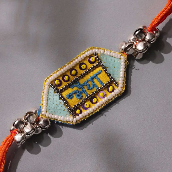 Handmade Beaded Bhaiya Rakhi With Roli Chawal