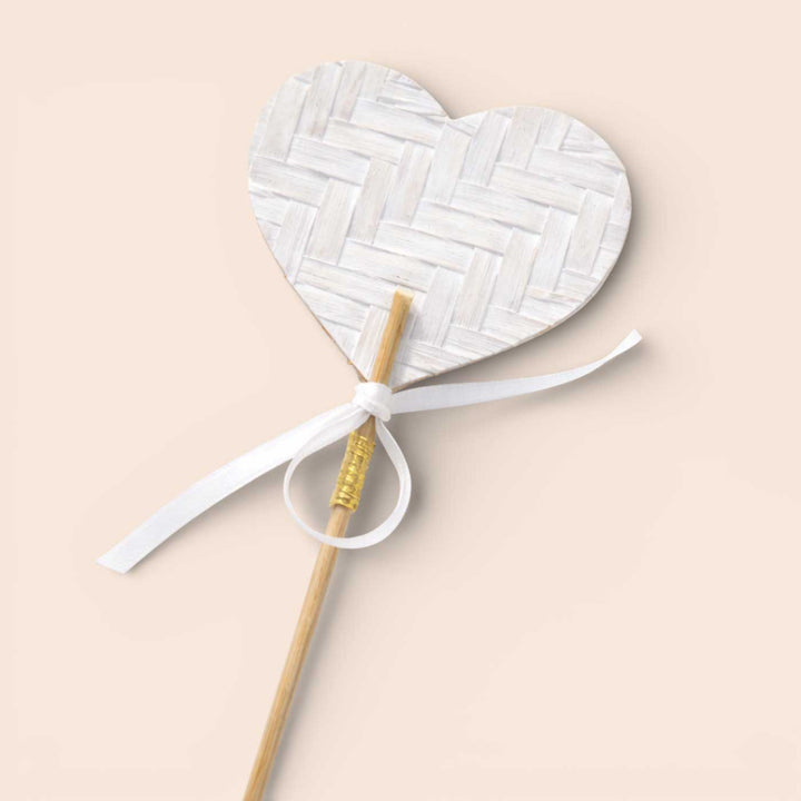 2 Pc | Handmade Heart Theme Bamboo Decorative Sticks