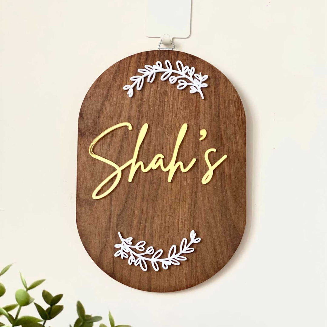 Minimal Capsule Wooden Name Plate with 3D Letters