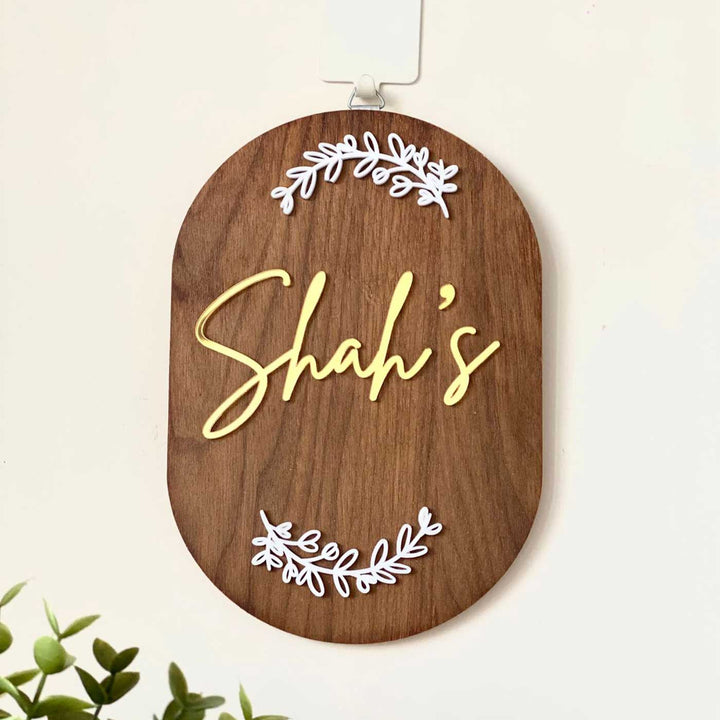 Minimal Capsule Wooden Name Plate with 3D Letters