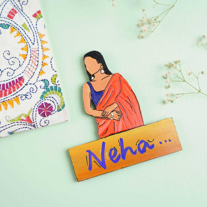 Personalized Hand-painted Ethnic Love Theme MDF Wood Fridge Magnet