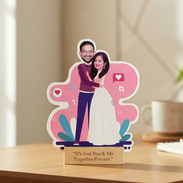 Photo Personalized Couple Hugs Acrylic Caricature Cutout
