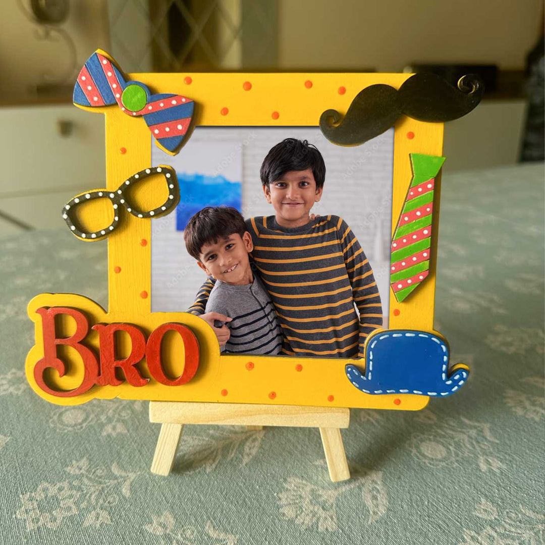Hand-Painted "Bro" Theme Wooden Photo Frame For Brother