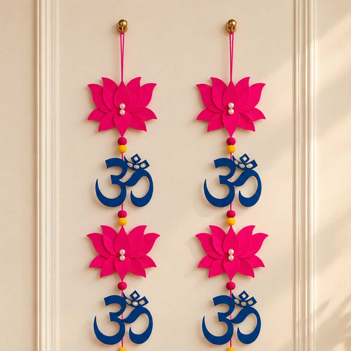 2 Pc | Handcrafted Lotus Om Korean Felt Hanging for Door & Pooja Room Decor