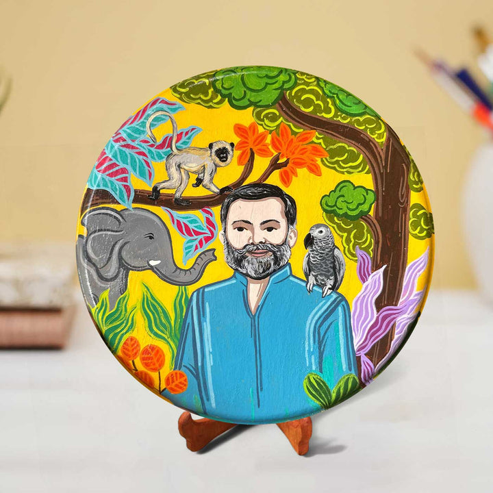 10 Inch | Photo Personalized Hand Painted Pop Art Illustrated Caricature Wall Plate With Stand