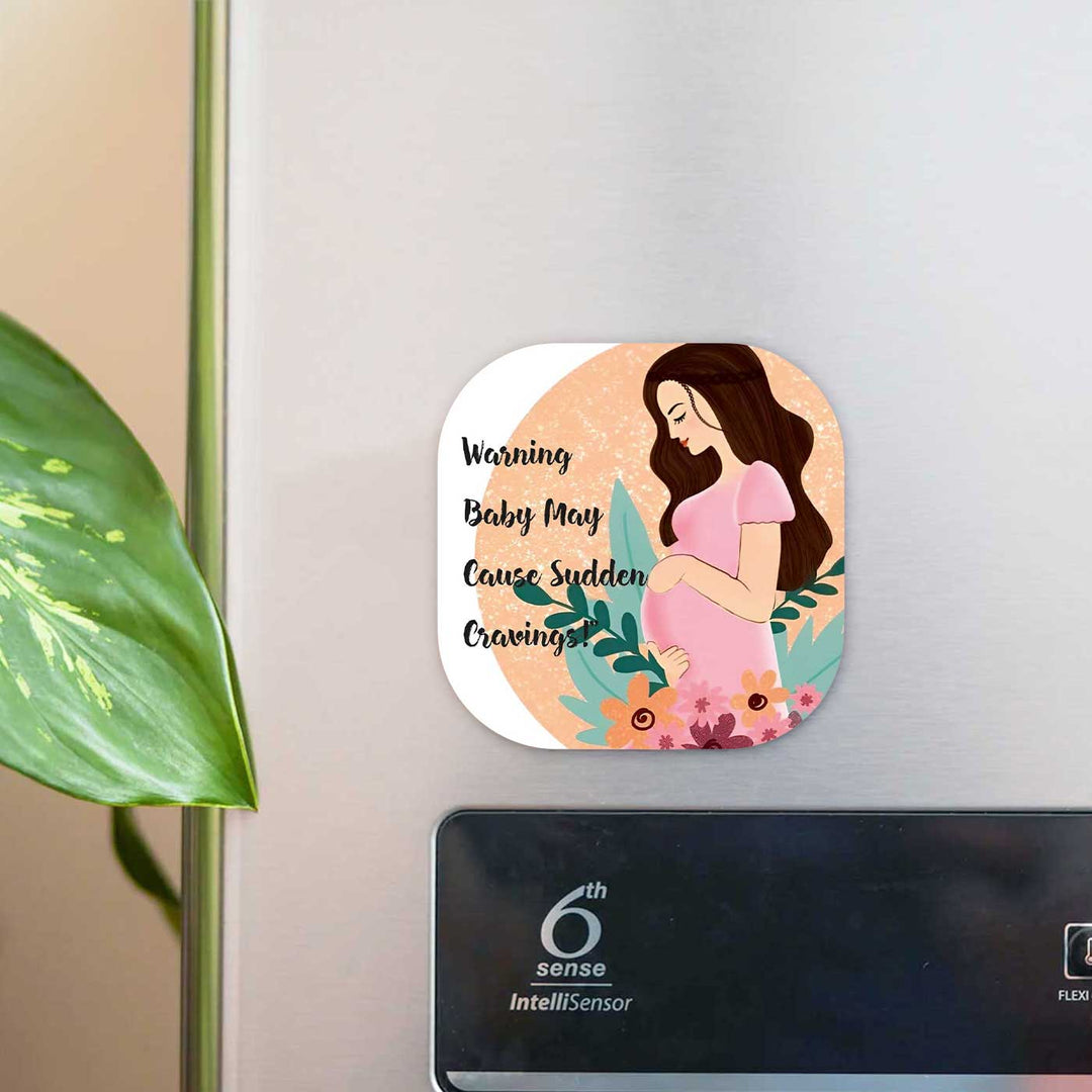 Hand-Painted Cravings Theme MDF Wood Fridge Magnet For Mom To Be