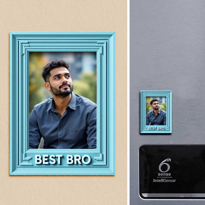 Printed "Best Bro" Polaroid Theme Acrylic Fridge Magnet