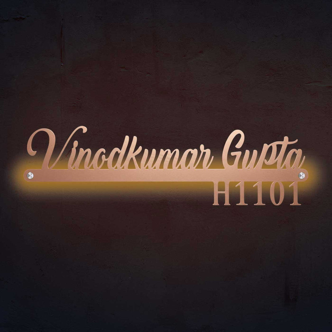 Personalized Waterproof Black Laser Cut Metal Name Plate With Backlight