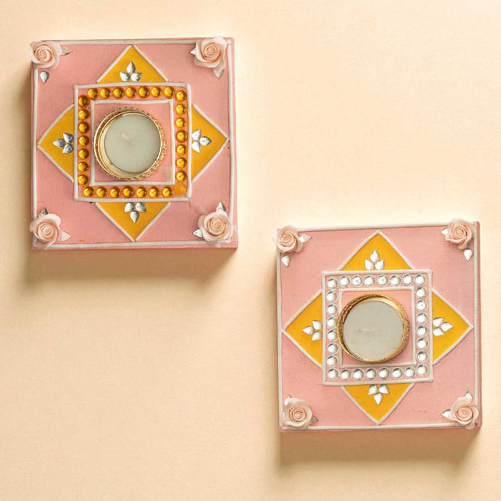 Set of 2 | Handmade Siddhi Jyoti Wooden Tealight Holder