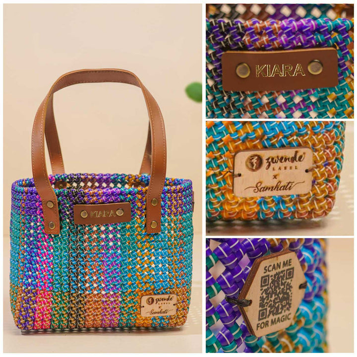 Multicolor Madras Checks Mukhya Knot Handmade Small Koodai Bag