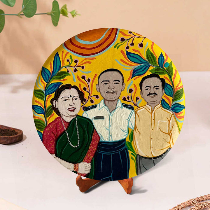 10 Inch | Photo Personalized Hand Painted Pop Art Illustrated Caricature Wall Plate With Stand