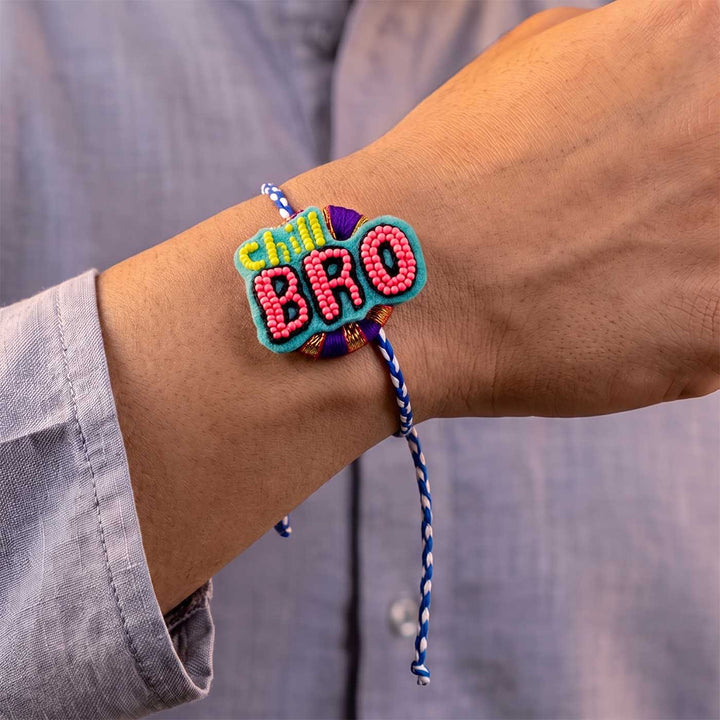 Handmade Reusable "Chill Bro" Felt Rakhi For Brother