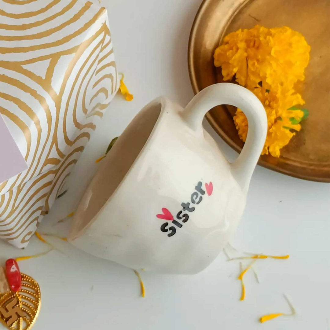 Handmade "Best Crazy Sister" Rakhi Gift Hamper | 1 Mug, 1 Rakhi, Roli Chawal & Gift Box