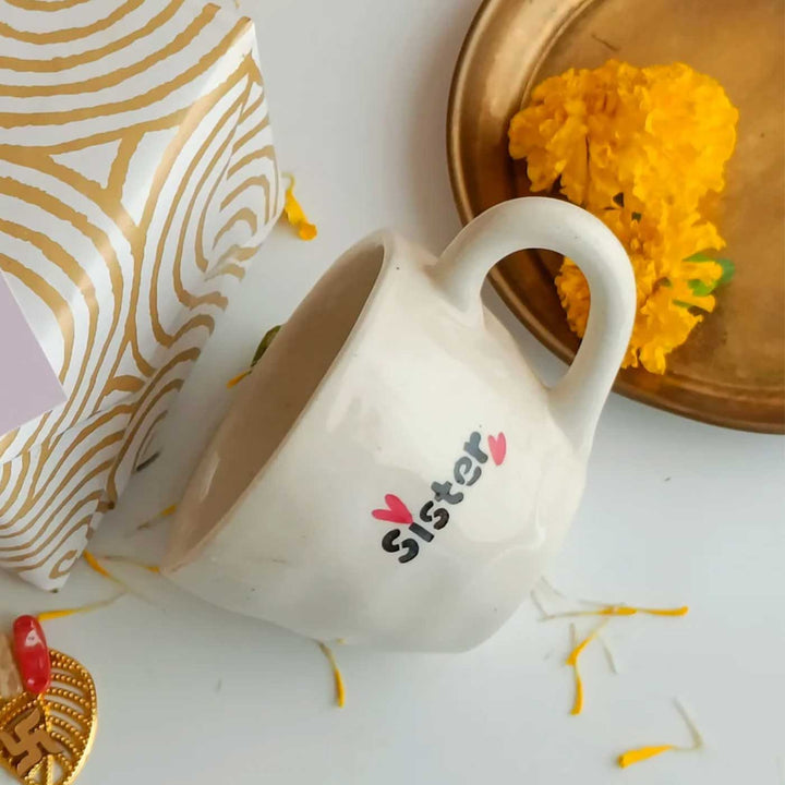 Handmade "Best Crazy Sister" Rakhi Gift Hamper | 1 Mug, 1 Rakhi, Roli Chawal & Gift Box