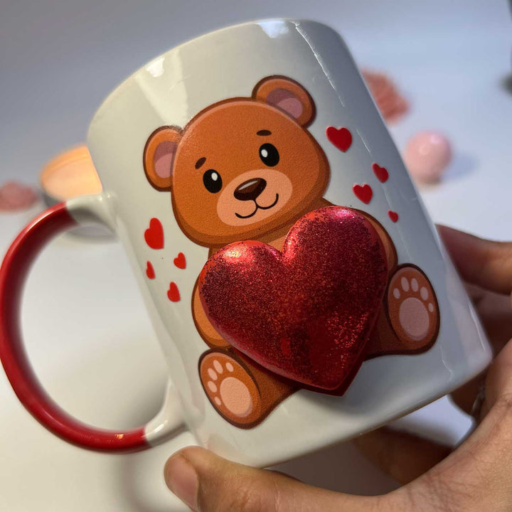 Handmade Teddy Theme Polymer Clay & Ceramic Mug | 250 ml