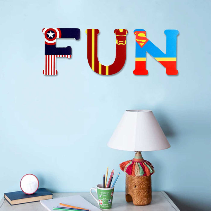 Handmade Iron Man Theme MDF Wood 3D Wall Letter For Kids - U