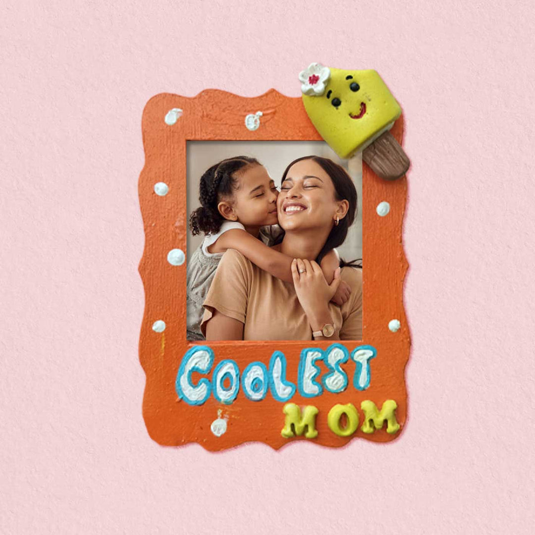 Handcrafted "Coolest Mom" MDF & Cold Porcelain Clay Fridge Magnet