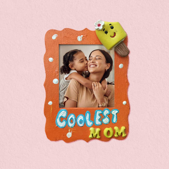 Handcrafted "Coolest Mom" MDF & Cold Porcelain Clay Fridge Magnet