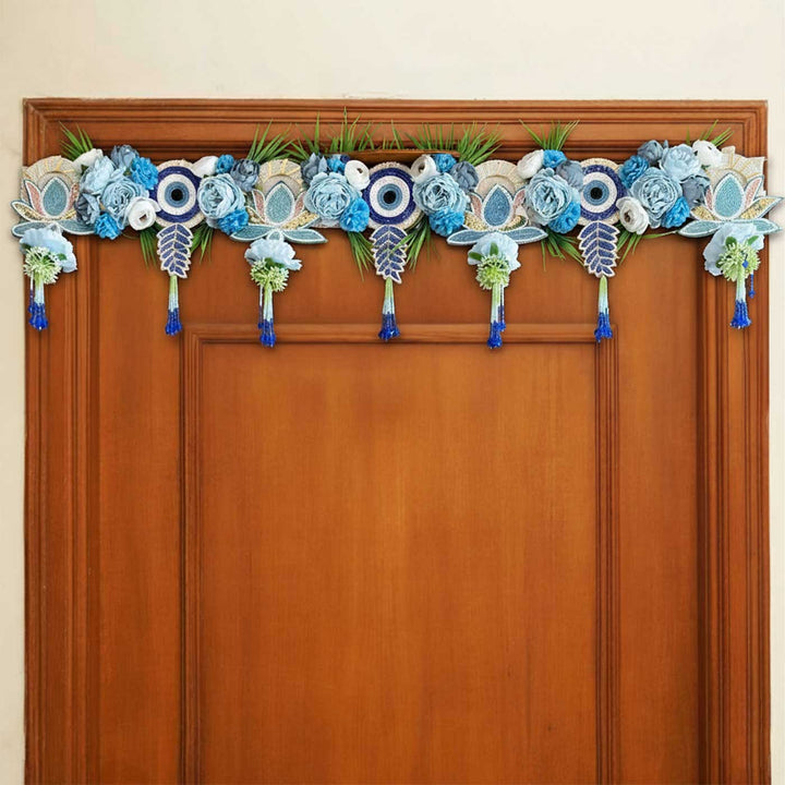 Handmade Beaded Floral Evil Eye Design Jute Toran