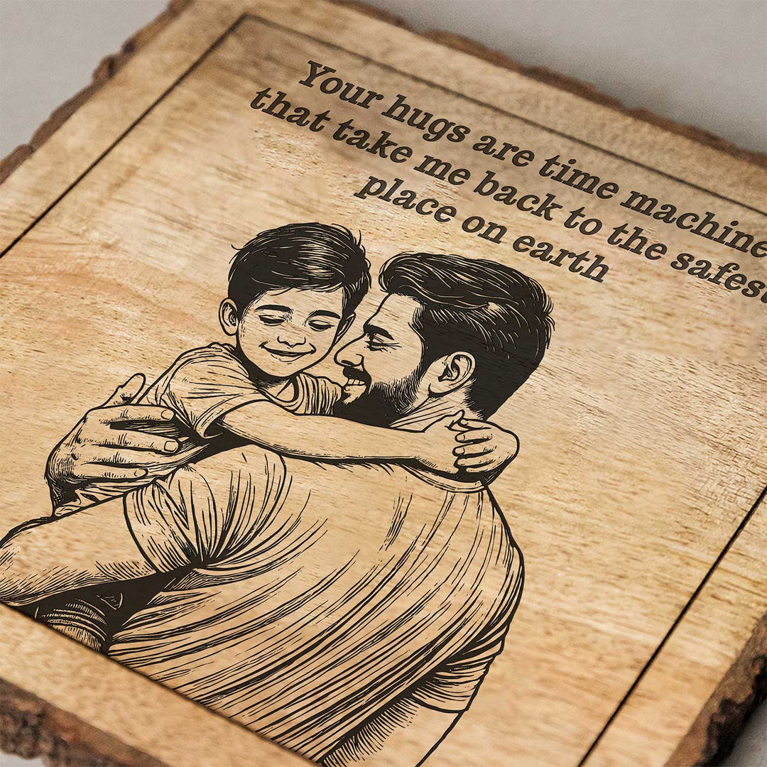 Personalized Hand Carved Engraved Dad And Son Theme Wooden Decorative Plaque