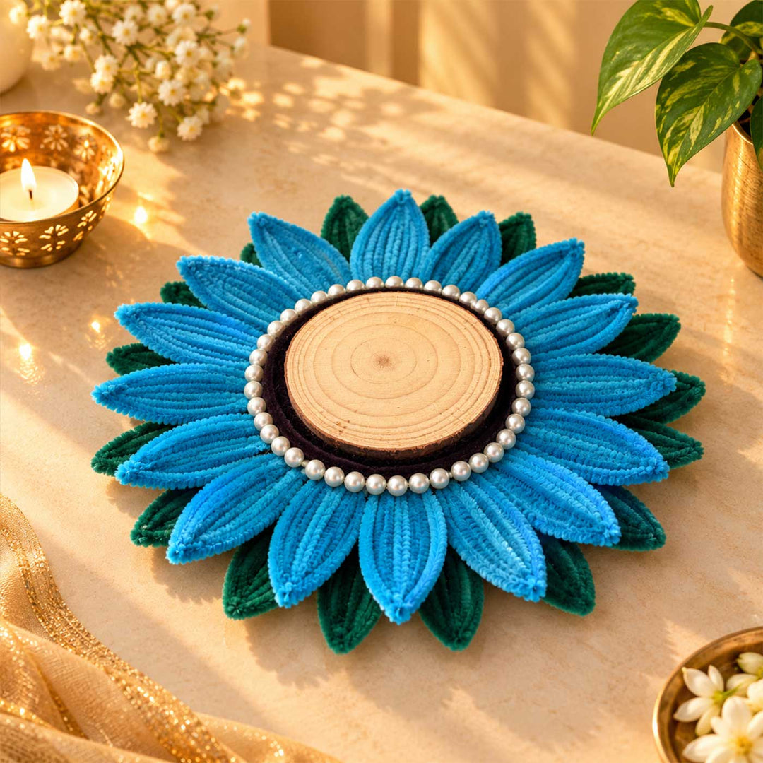 10 Inch | Handcrafted Lotus Pipe Cleaner Pooja Asan For Pooja Room