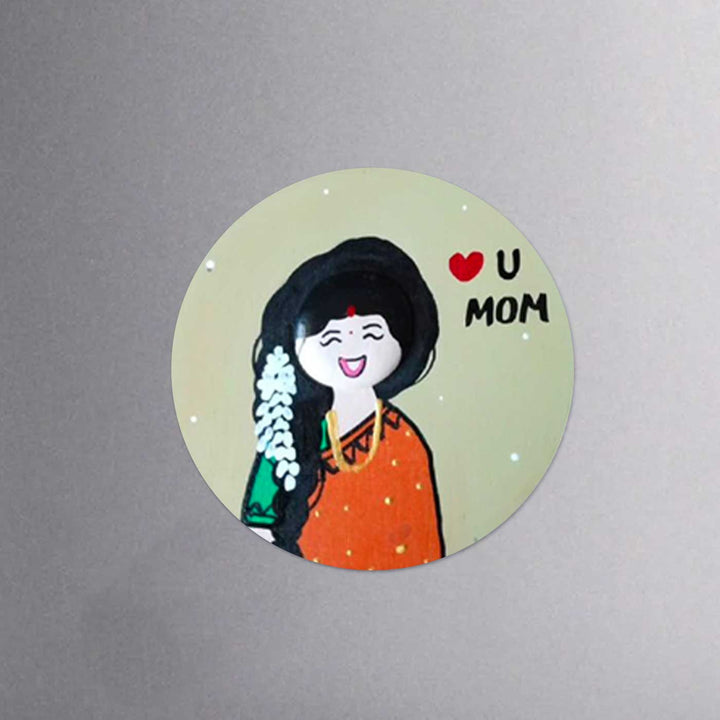 Photo Personalized Pebble Art "Love U Mom" Theme MDF Wood Fridge Magnet For Mothers