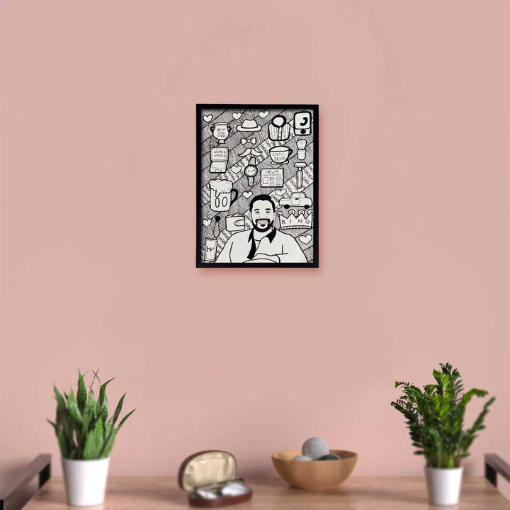 Photo Personalized Doodle Art Father Black & White Decorative Plaque