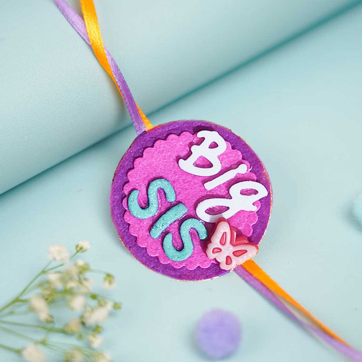 Handmade "Big Sis" Felt Kids Rakhi With Roli Chawal