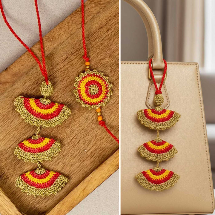 Handmade Crochet Tarang Bhaiya Bhabhi Rakhi With Roli Chawal | Set Of 2