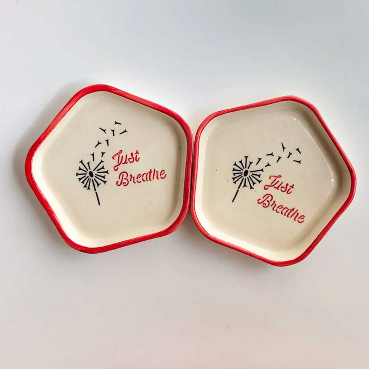 Handmade "Just Breathe" Ceramic Plate
