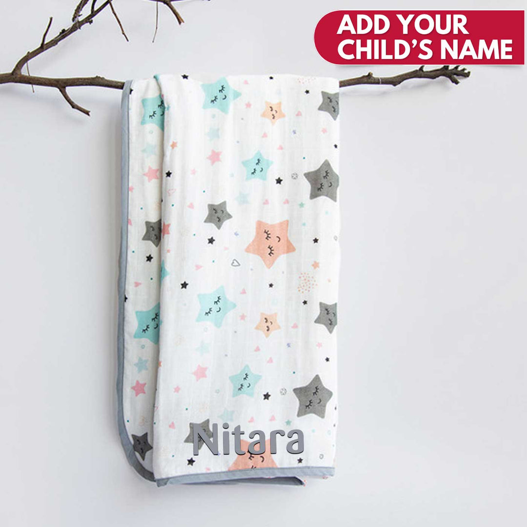 Personalized Reversible Kids Dohar/ Star Winter Blanket | 0-4 Years