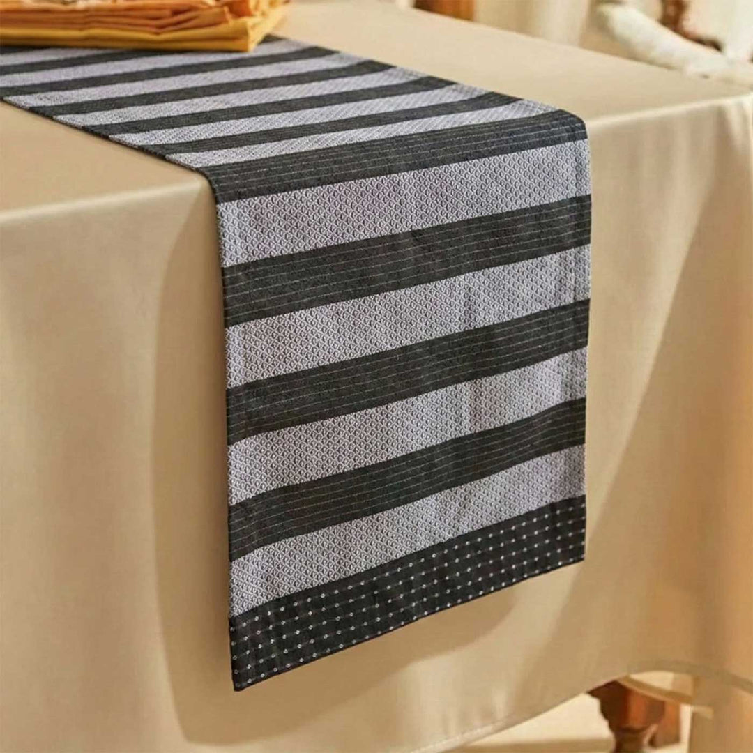 Handmade Stripe Design Khunn Fabric Cotton Table Runner | 12 x 60 Inch
