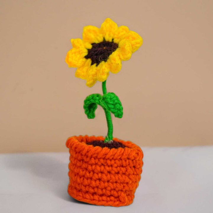 Handmade Crochet Sunflower Flower Pot