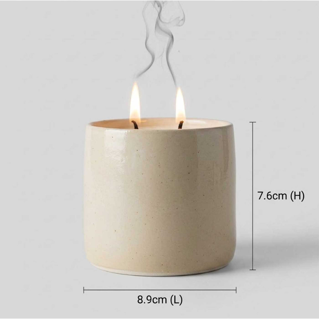 Handmade Dune Nude Glaze Ceramic Jar Soy Wax Candle With Coastal Moss Fragrance