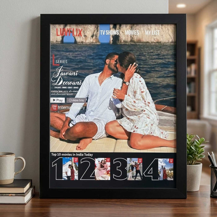 Photo Personalized Netflix Theme MDF Wood Photo Frame For Couples