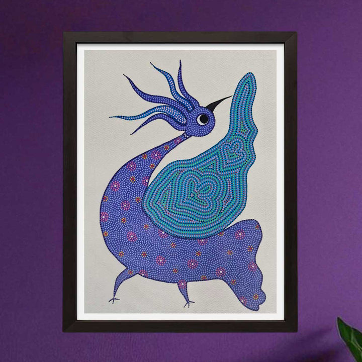 11 x 16 Inch | Blue Bird | Original Hand Painted Bhill Painting | Acrylic Paints On Paper