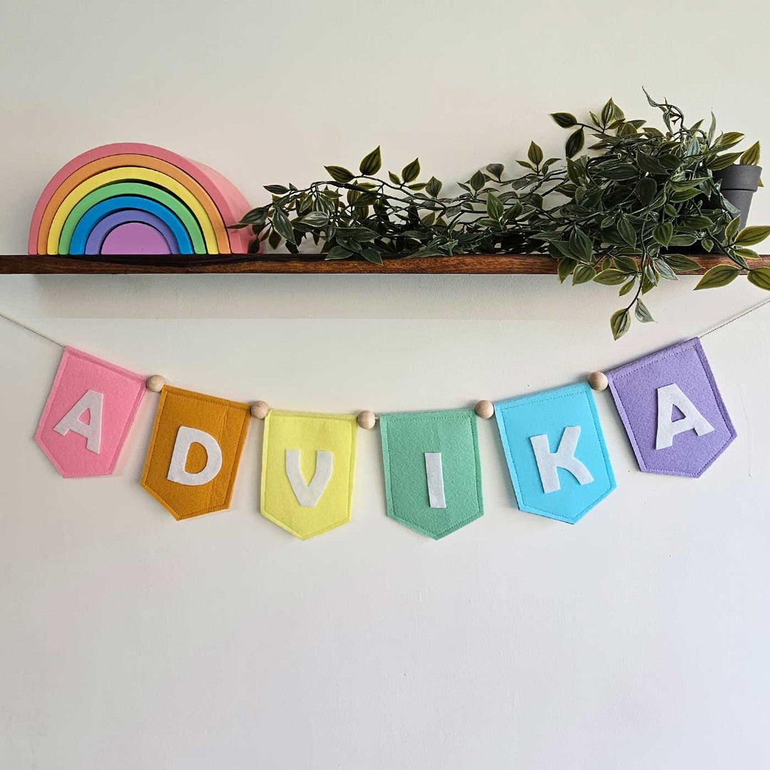 Personalized Handmade Rainbow Theme Felt Bunting