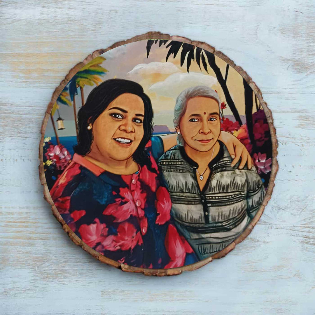 Photo Caricature Bark Nameplate with Stand